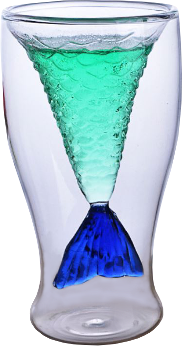 雙層-美人魚造型玻璃杯